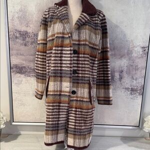Cliche Plaid Wool-Blend Coat size Small (NWT)